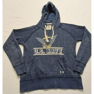 U.S Navy Under Armour Legacy women's blue semi fit front pocket hoodie LG